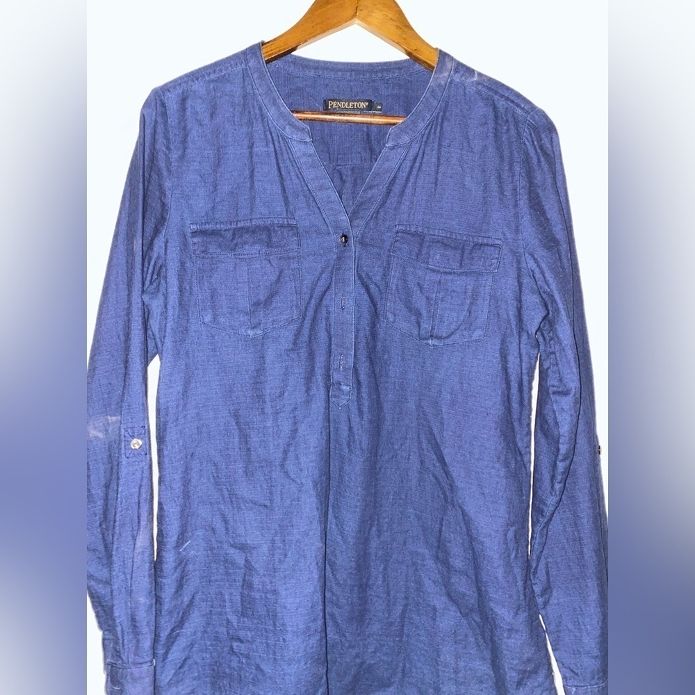 Pendleton Denim Cotton Shirt Cowgirl Country Outdoor Work Chore Women M - Picture 7 of 9